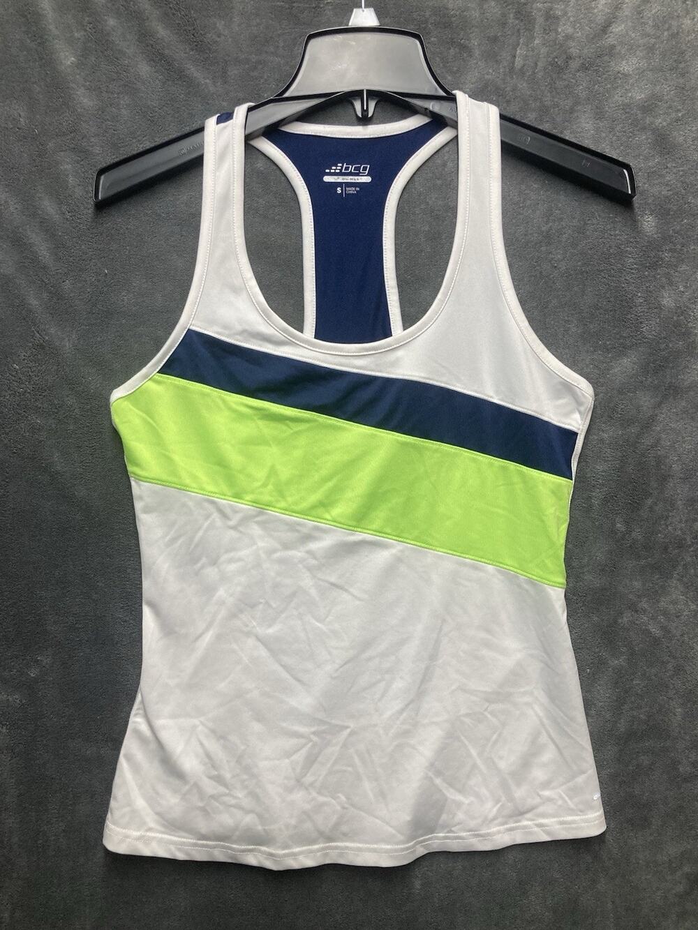 BCG Tru Wick Racerback Colorblock Retro Neon Tank Top Womens Mesh Back Track S